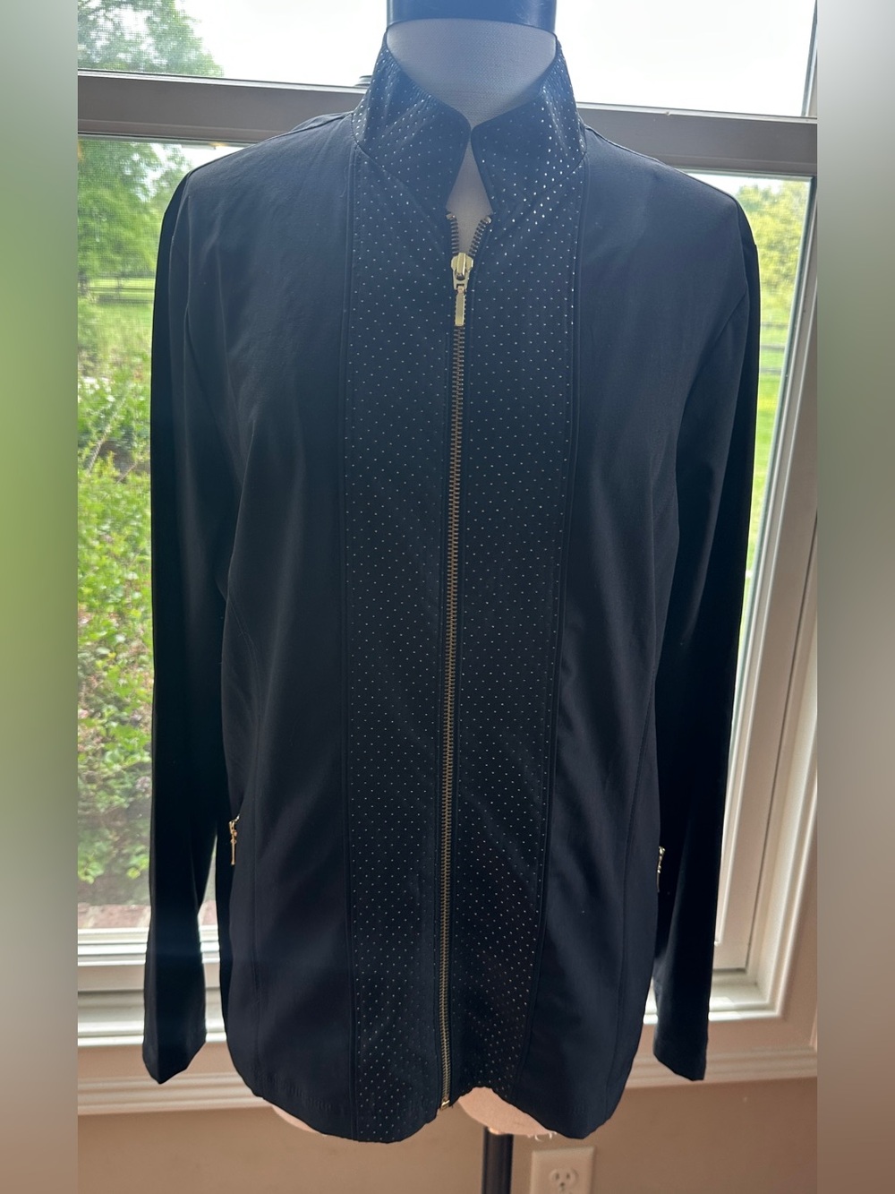 Zenergy‎ by Chico’s Zip Up Black Jacket, Size 2